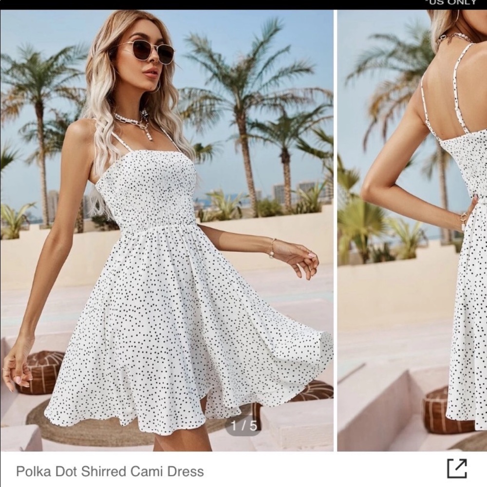 Shein black and white polka dot dress never worn